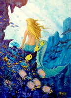 Mermaid tile mural