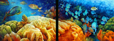 Underwater tile mural