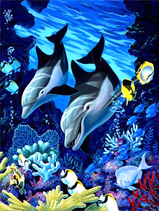dolphin and fish tile mural