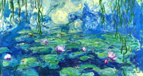 Monet waterlily and Willows  tile mural