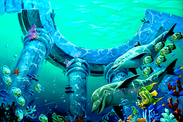Underwater tile mural