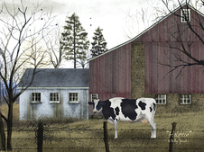 Americana with Cow and barn tile mural