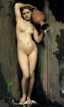 Nude with pitcher tile mural
