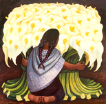 Flower vendor by Rivera tile mural