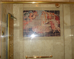 Bathroom tile mural installation