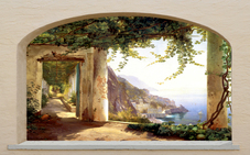 arched Amalfi tile mural