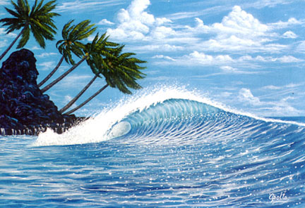 Trpical water palm trees tile mural
