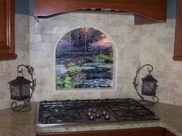 ceramic tile mural..kitchen backsplash installation