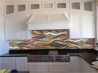 Mosaic wave kitchen backsplash installation