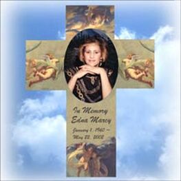 Personalized tile with  Cross and personalized photo and memorial words